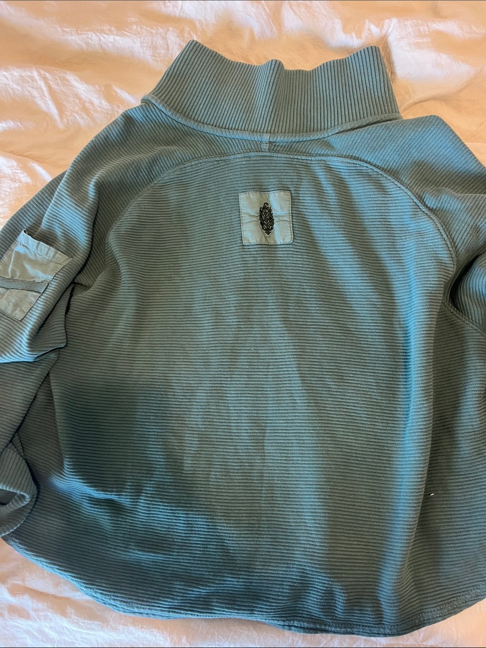 Free People Movement Dark Teal Ribbed Button-Neck Sweater - Picture 2 of 5